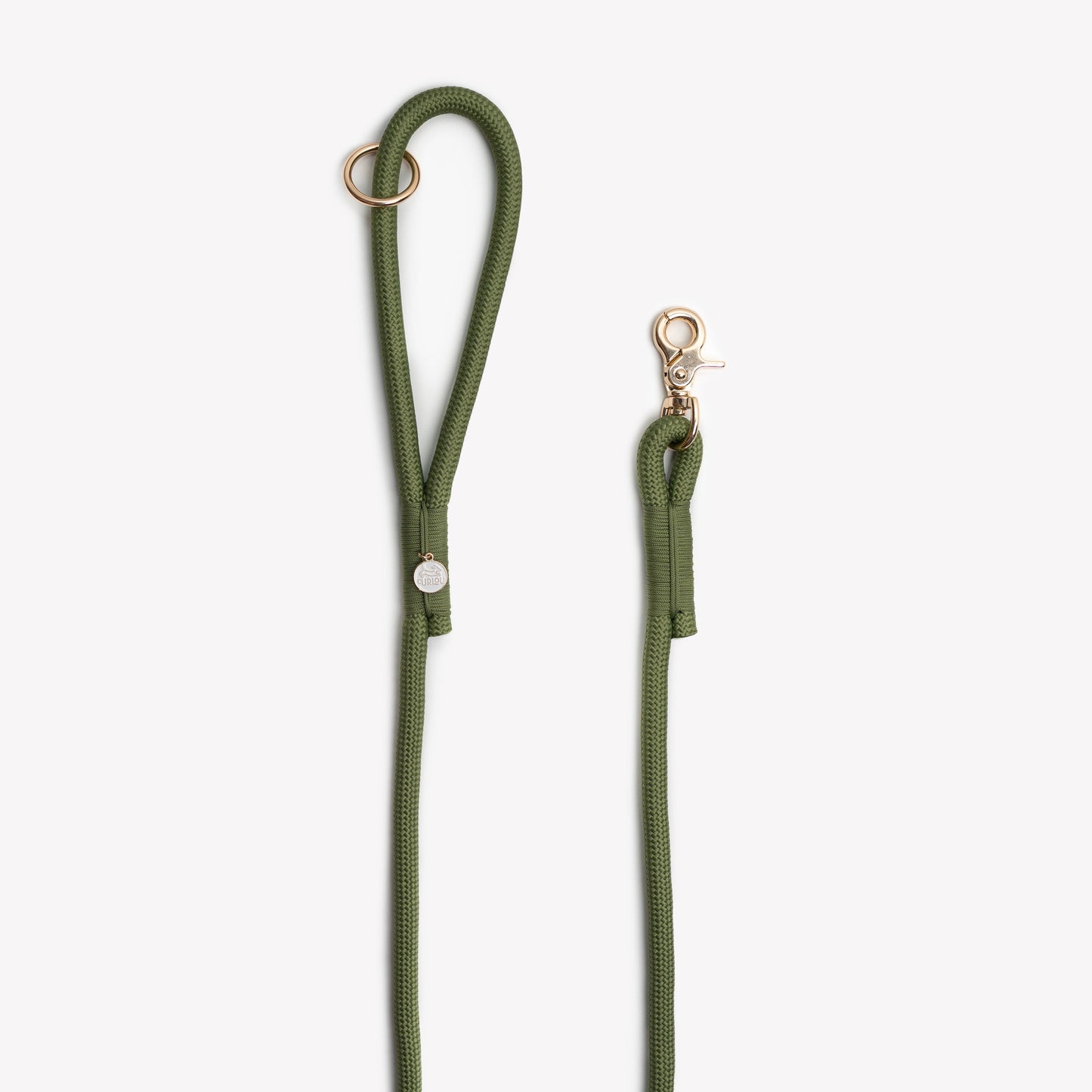 FURLOU Green Braided Rope Leash worn by a dog, view 2