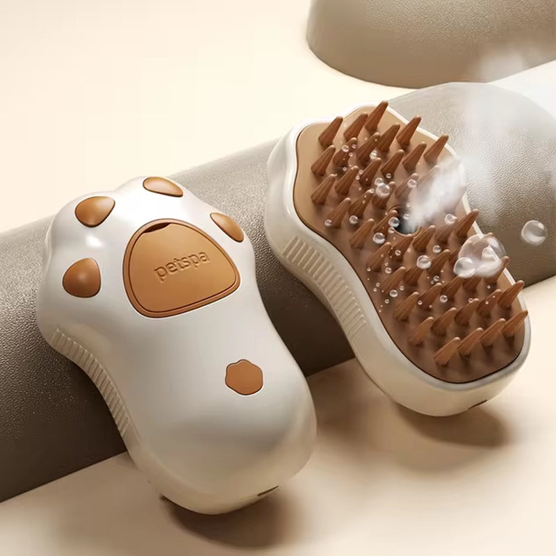Electric Cat Grooming Brush with Spray – 3-in-1 Pet Hair Removal Comb