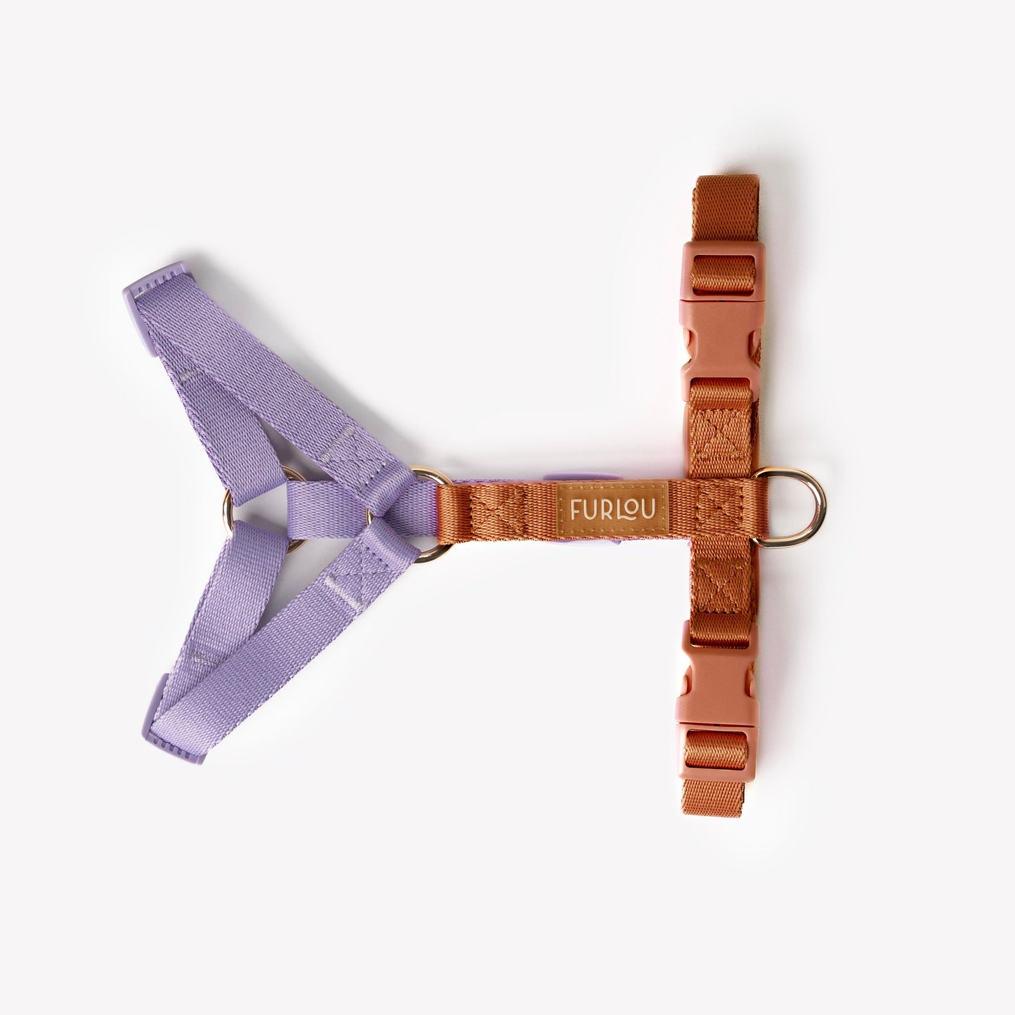 FURLOU Lavender and Terracotta Dog Harness worn by a dog, view 4