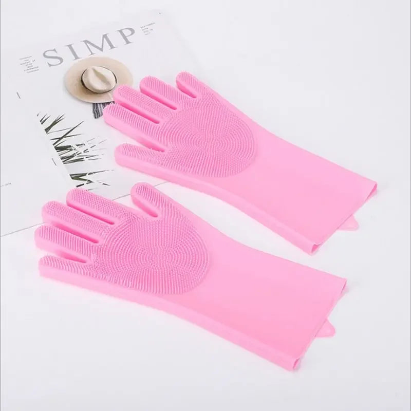 Silicone Pet Bathing Gloves – Grooming Brush for Cats & Dogs
