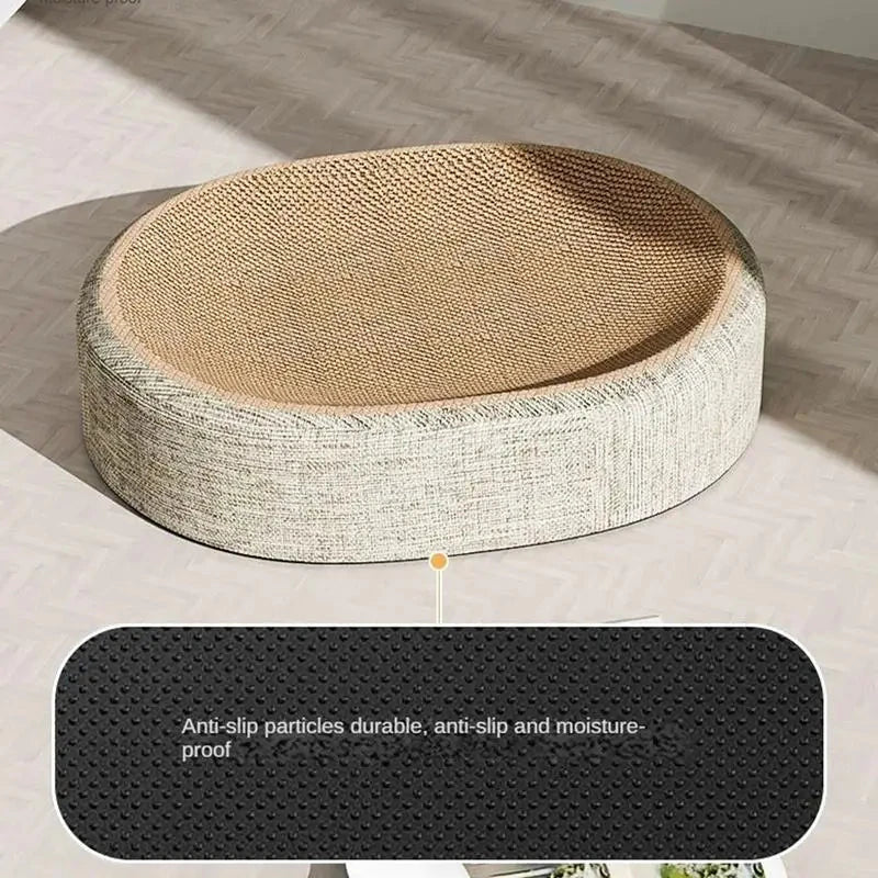 Oval Cat Scratch Pad Bed – Sisal Scratcher & Resting Mat