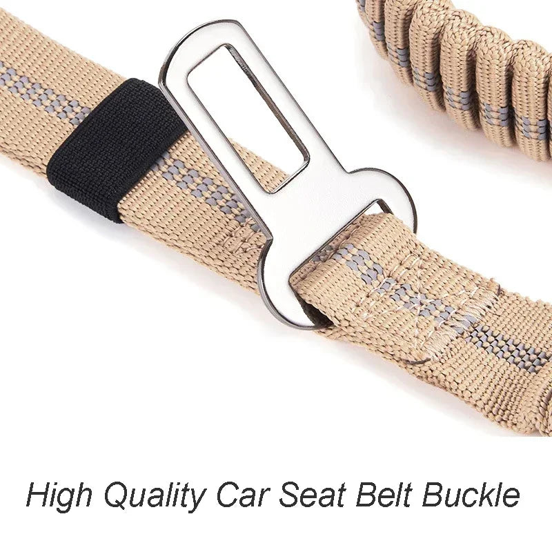 Reflective Bungee Dog Leash with Car Seatbelt – No Pull, Heavy Duty