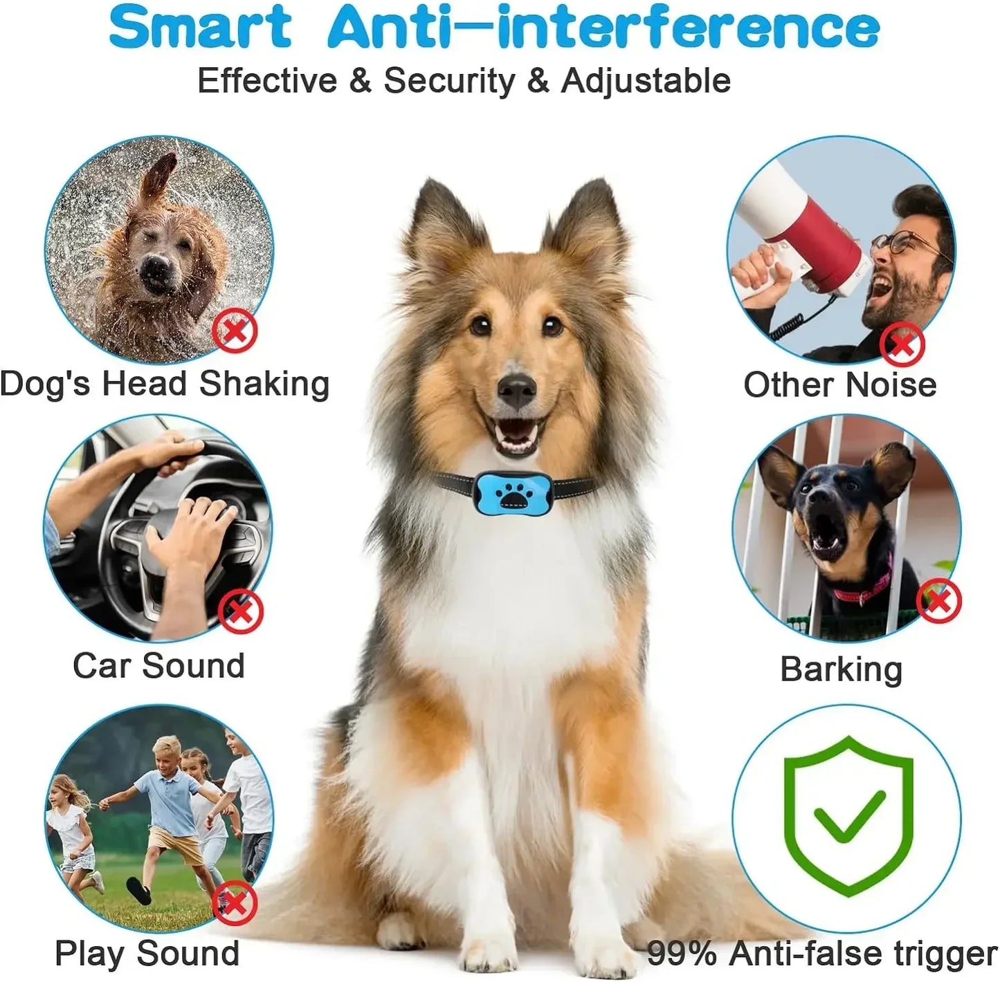 Rechargeable Dog Anti-Bark Collar with Beep & Vibration – Whisker House