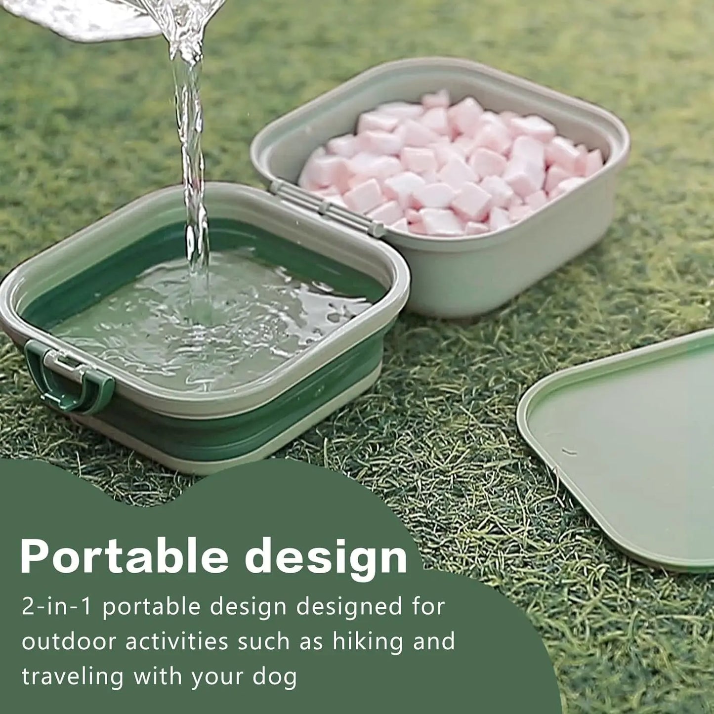 Collapsible Dog Water Bowl – 2-in-1 Portable Food & Water Feeder