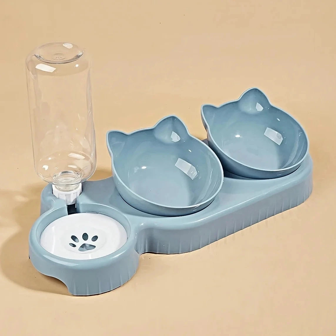 3 in 1 Cat Food Bowl with Water Feeder – Tilted Pet Bowl Set