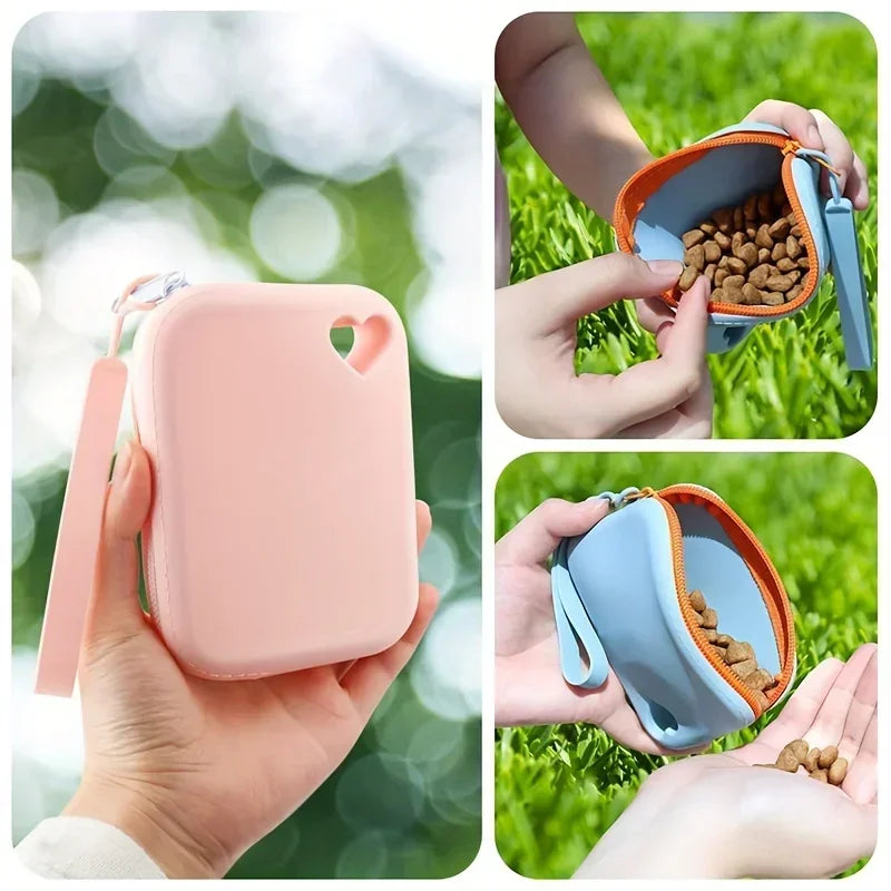 Portable Silicone Dog Treat Pouch – Hands-Free Waterproof Training Bag