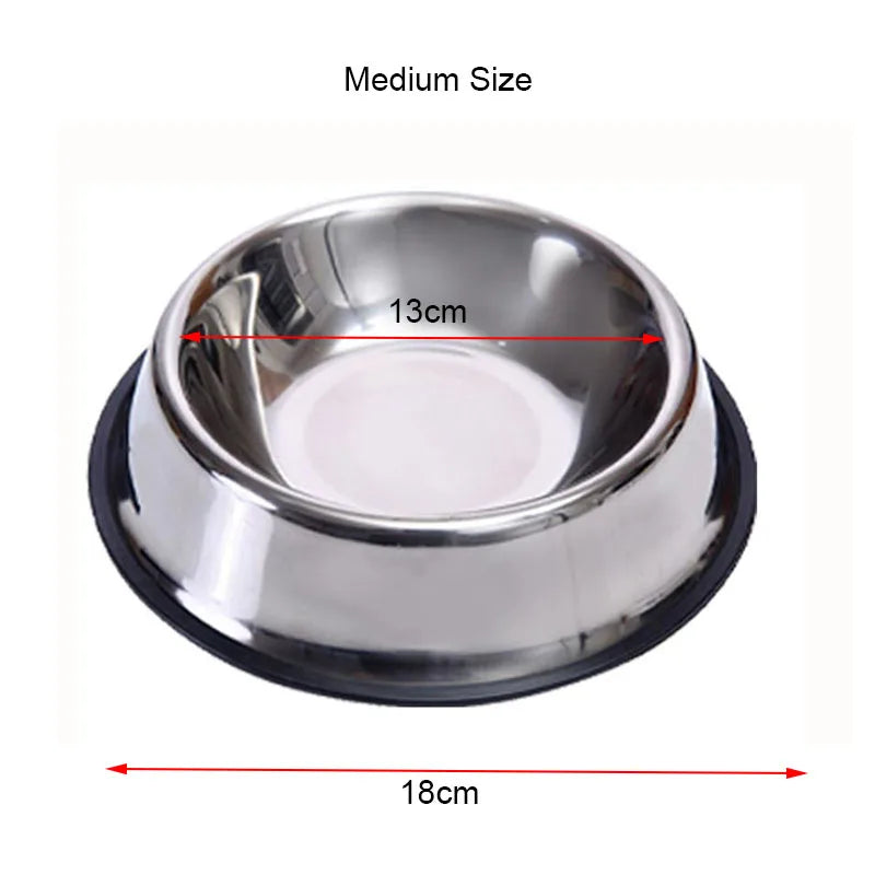 Stainless steel bowl with measurements on a white background