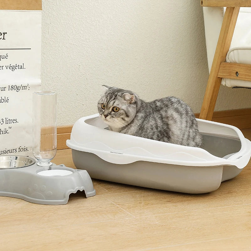 Semi-Enclosed Cat Litter Box – Large Spatter-Proof Kitten Toilet