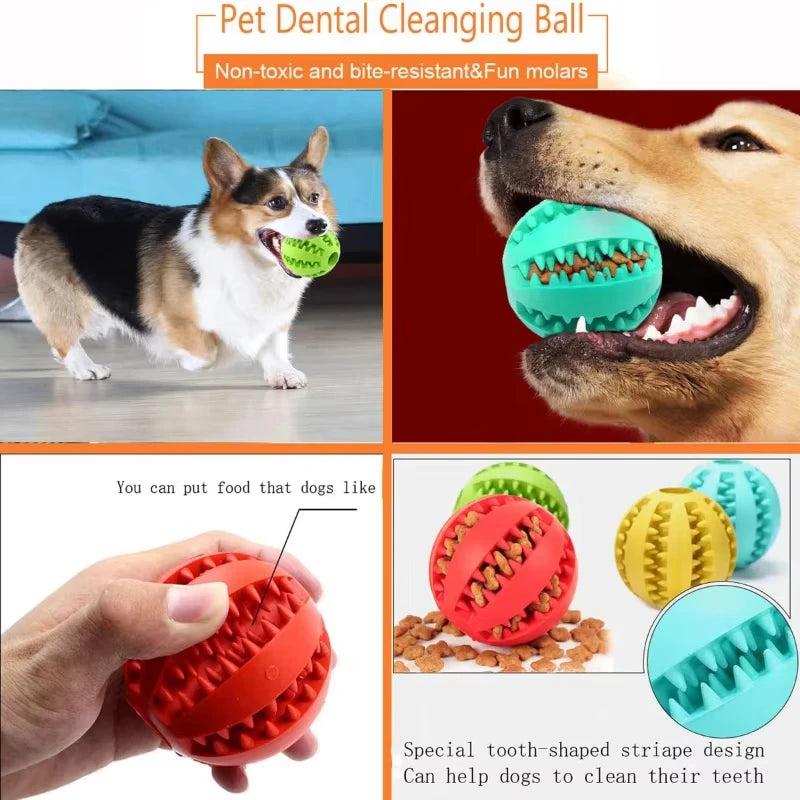 Dog Toy Ball Interactive Rubber Balls Puppy Chewing Toys Tooth Cleaning Cats Pets Food Treat Feeder Silicone Balls Pet Supplies