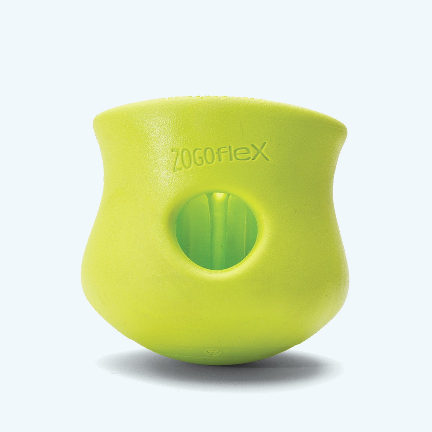 Green Zogoflex dog toy on a white background