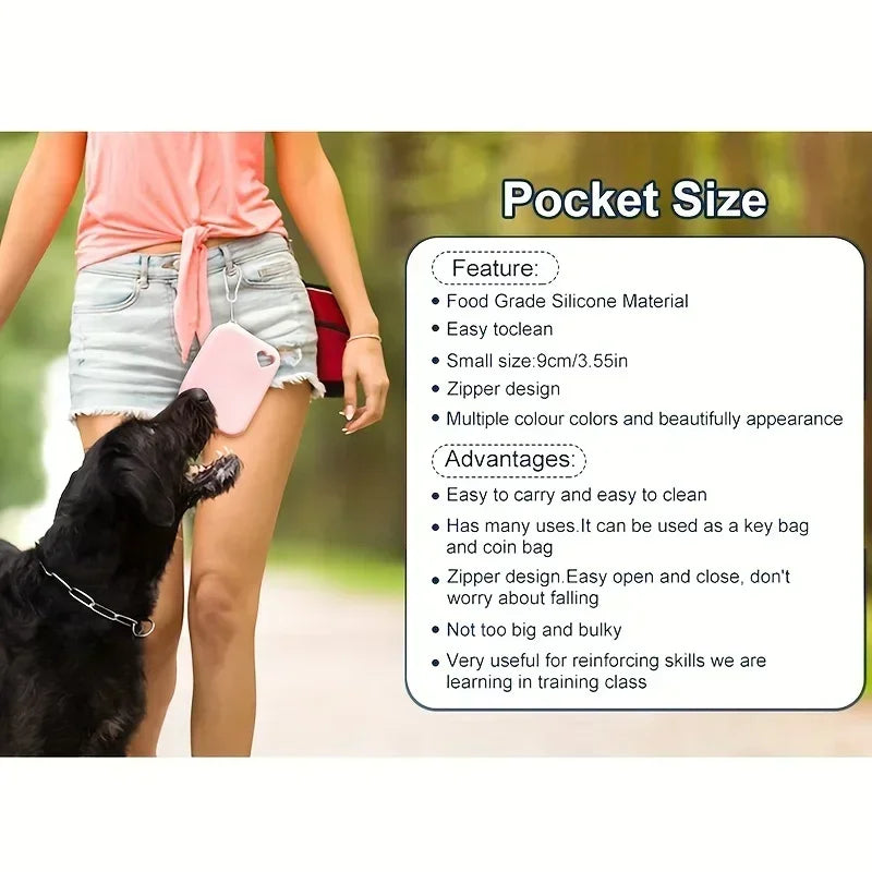 Portable Silicone Dog Treat Pouch – Hands-Free Waterproof Training Bag