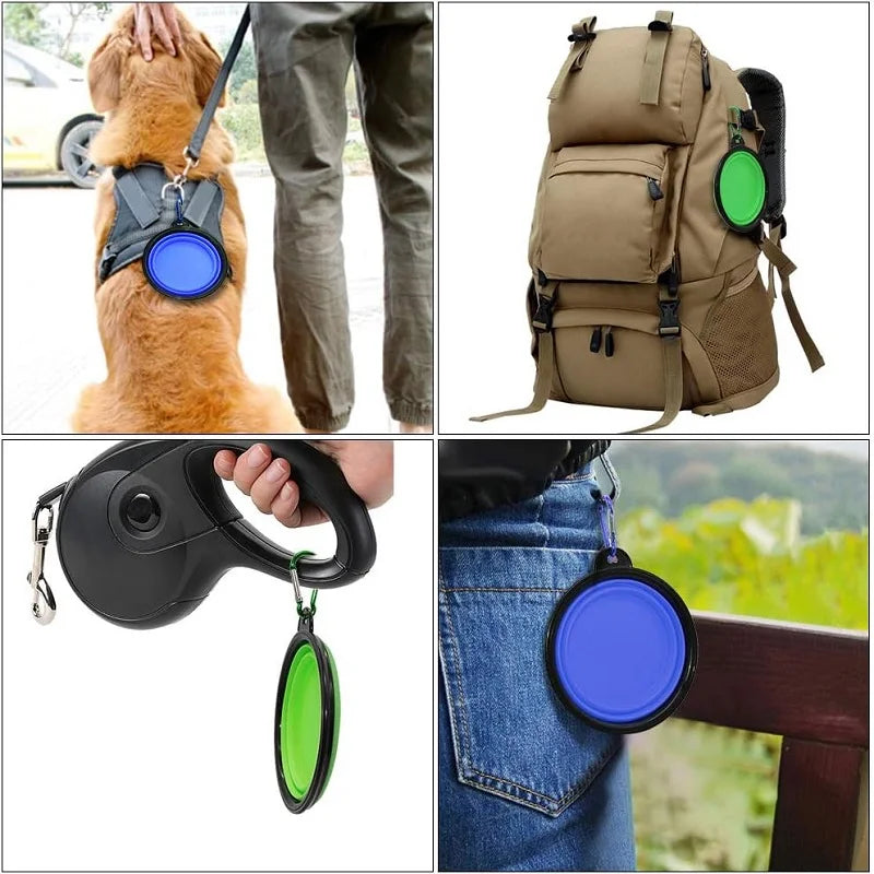 Folding Portable Silicone Dog Feeder Bowl – Travel Food & Water
