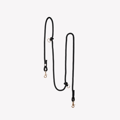 FURLOU Black Hands-Free Braided Leash - adjustable waist & shoulder leash