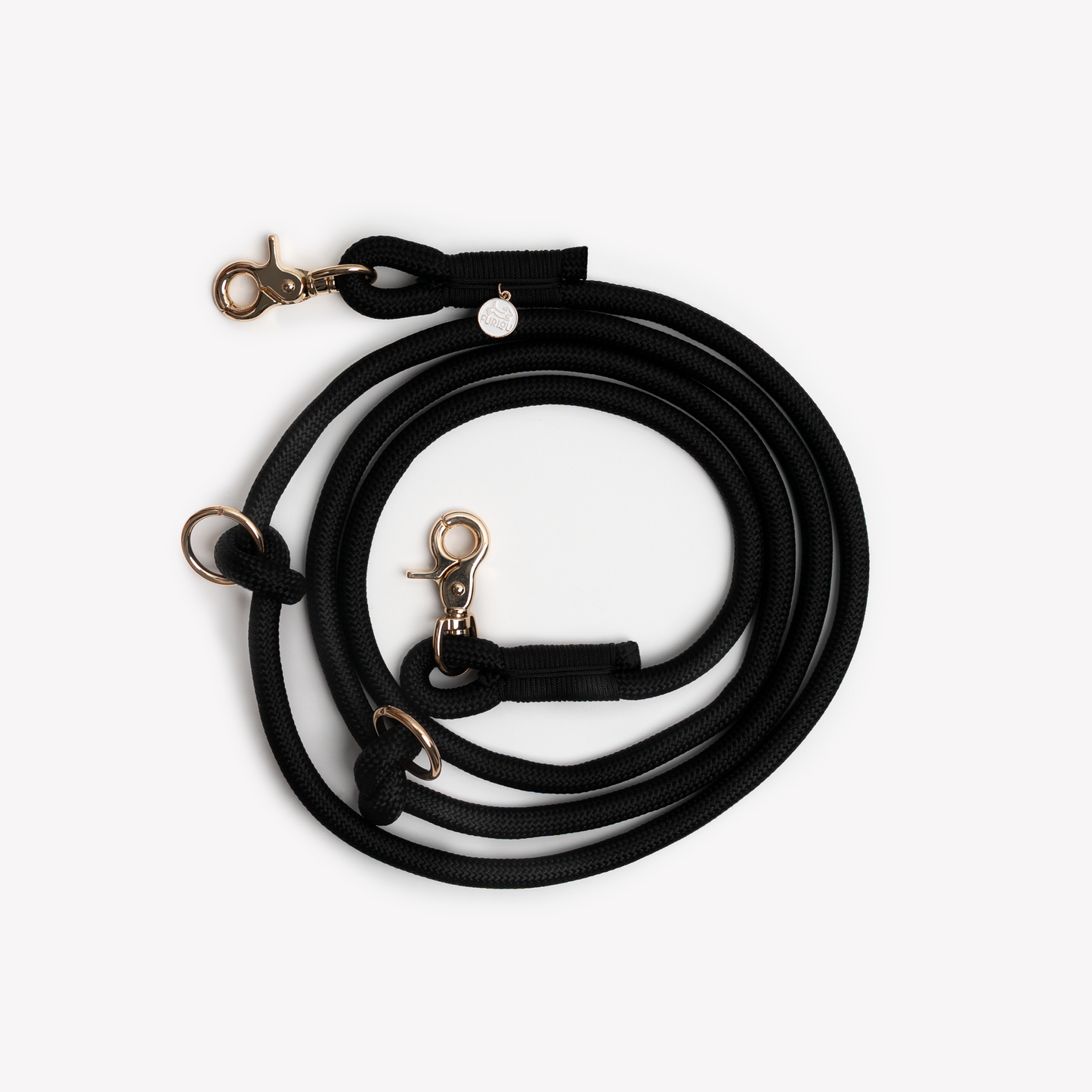 FURLOU Black Hands-Free Braided Leash worn by a dog, view 2