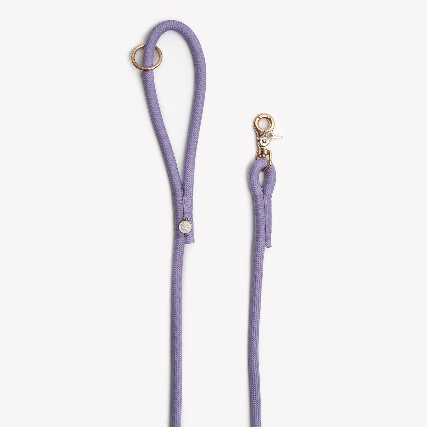 FURLOU Lavender Braided Rope Leash worn by a dog, view 2