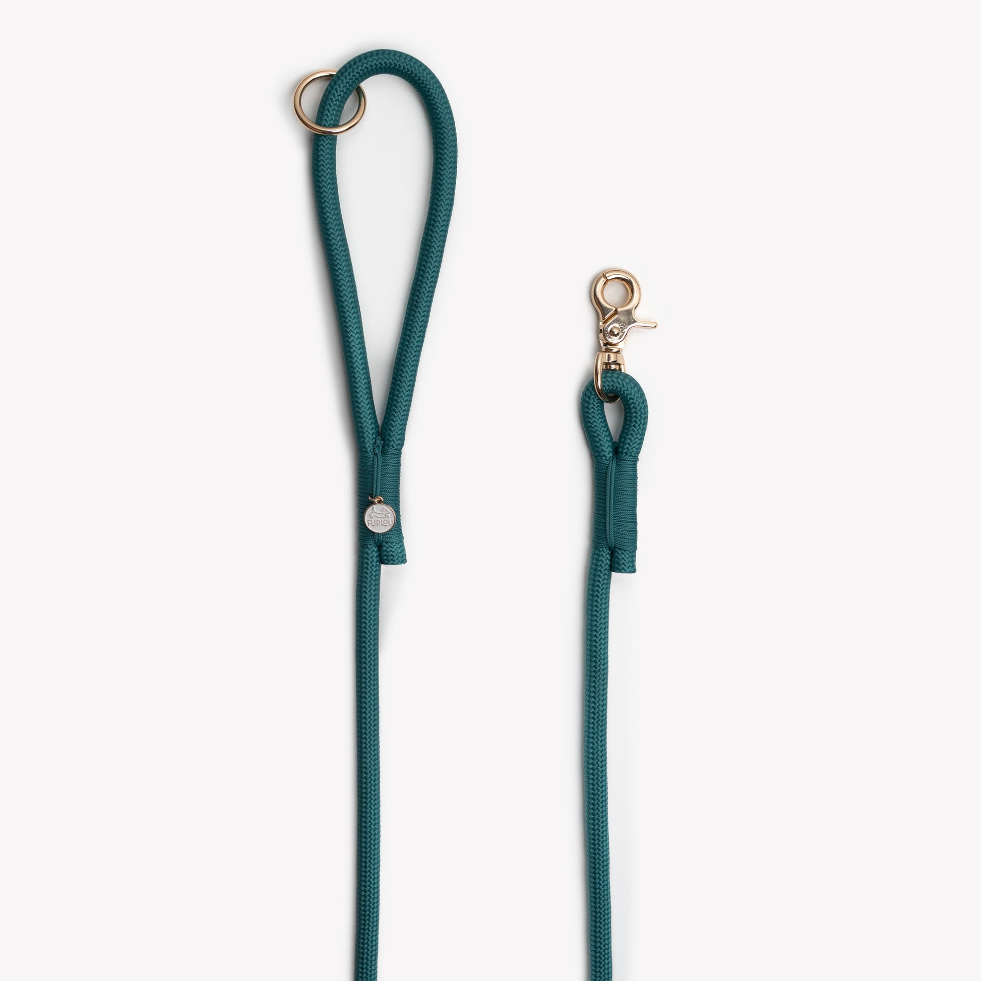 FURLOU Blue Braided Rope Leash worn by a dog, view 2