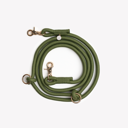 FURLOU Green Hands-Free Braided Leash worn by a dog, view 2