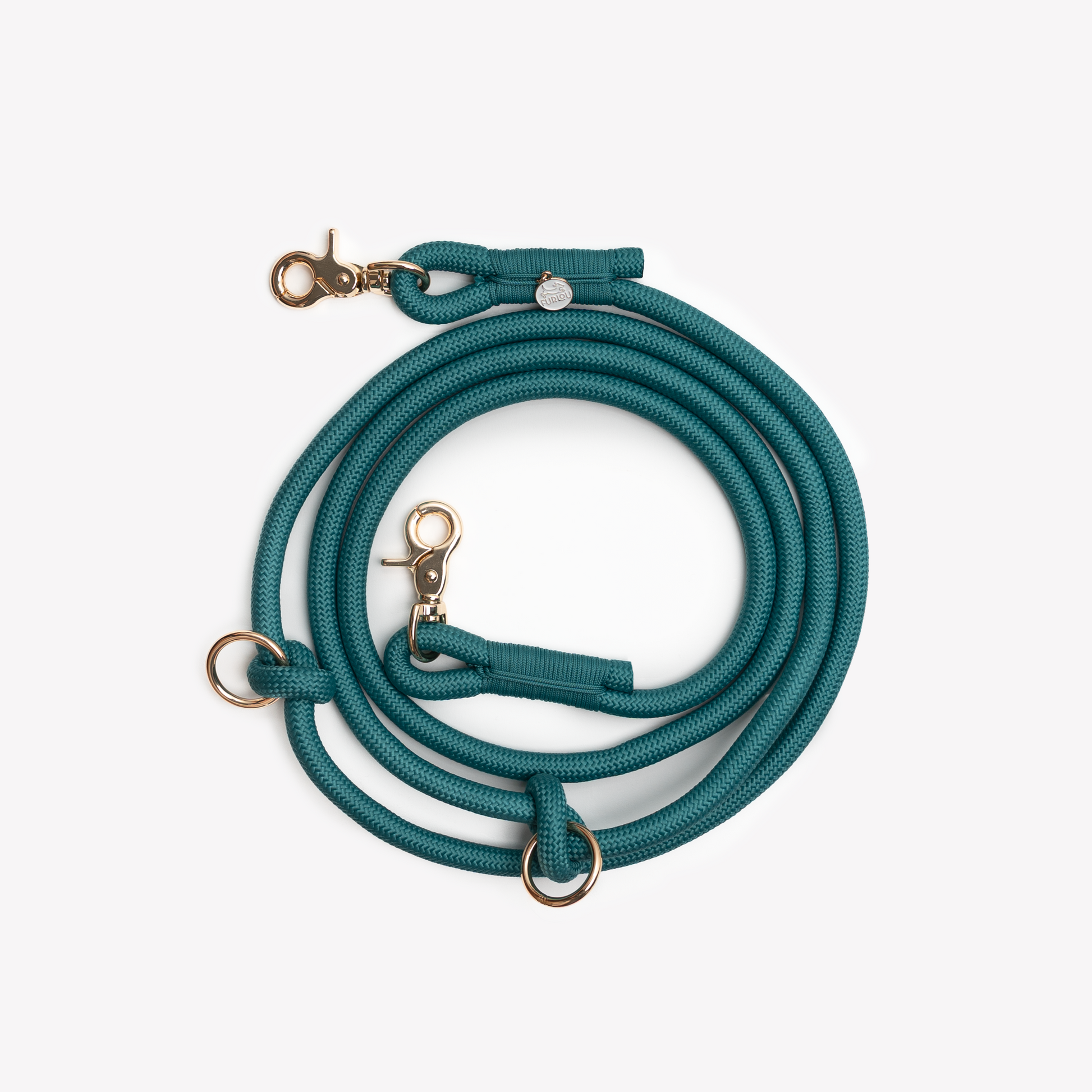 FURLOU Blue Hands-Free Braided Leash worn by a dog, view 2