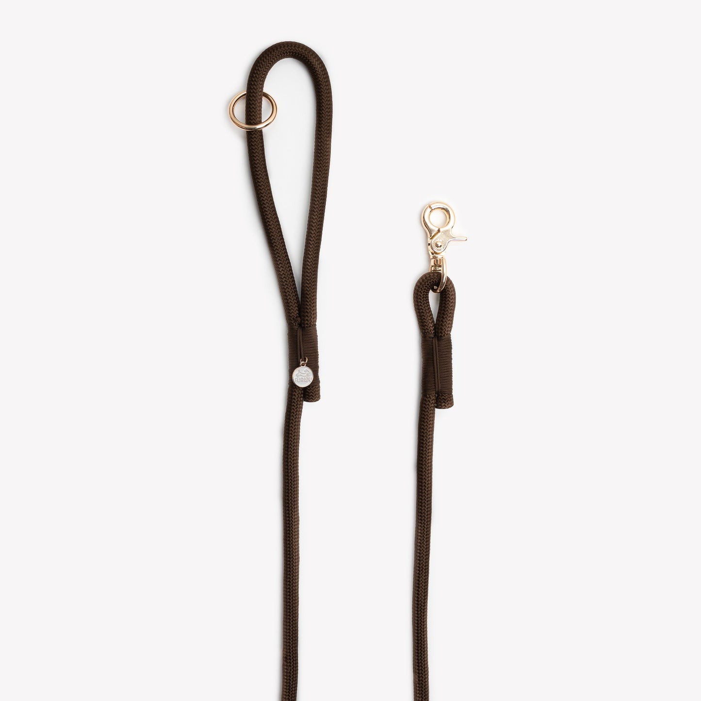 FURLOU Brown Braided Rope Leash worn by a dog, view 2