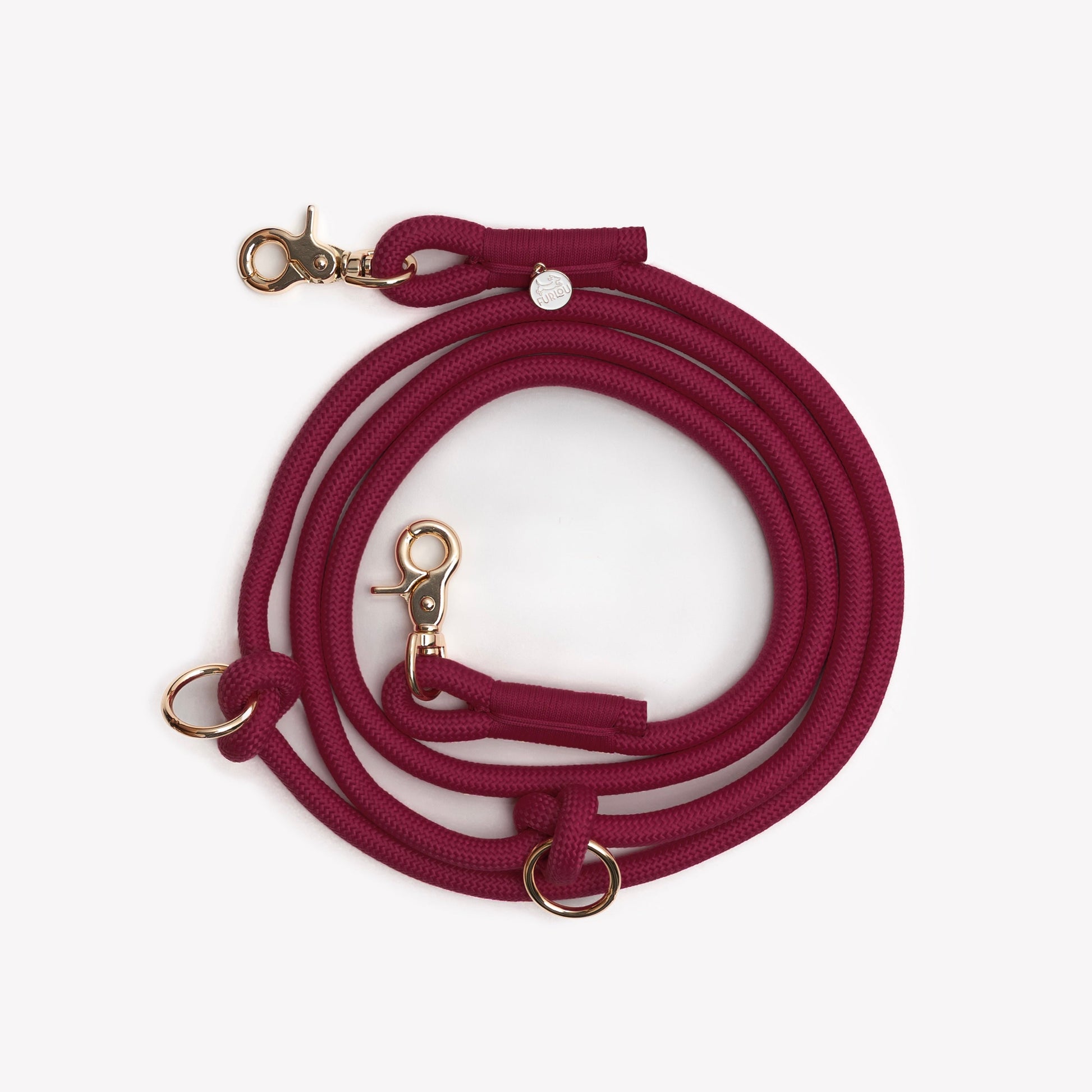 FURLOU Bordeaux Hands-Free Braided Leash worn by a dog, view 2