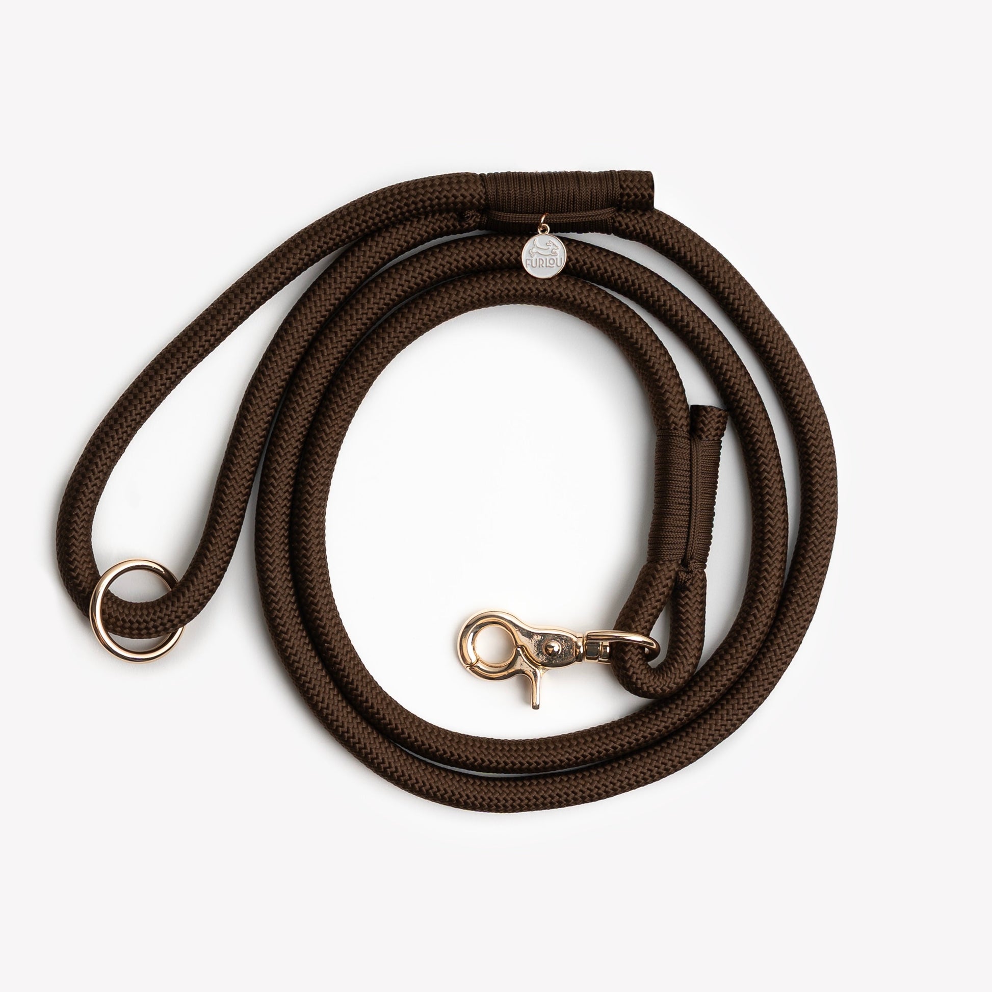 FURLOU Brown Braided Rope Leash - strong & stylish dog leash
