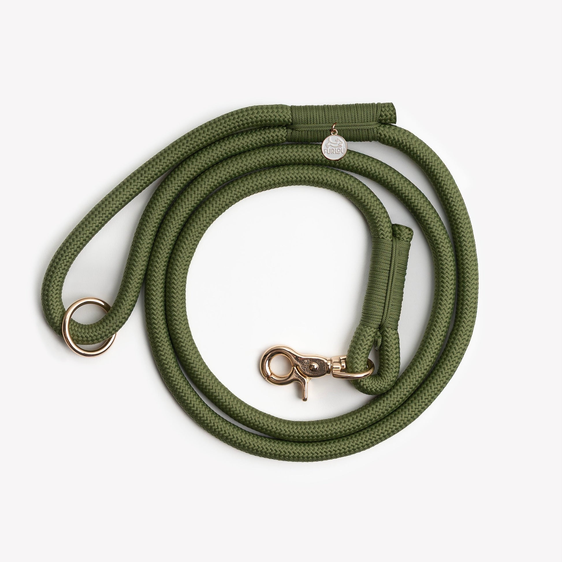 FURLOU Green Braided Rope Leash - strong & stylish dog leash