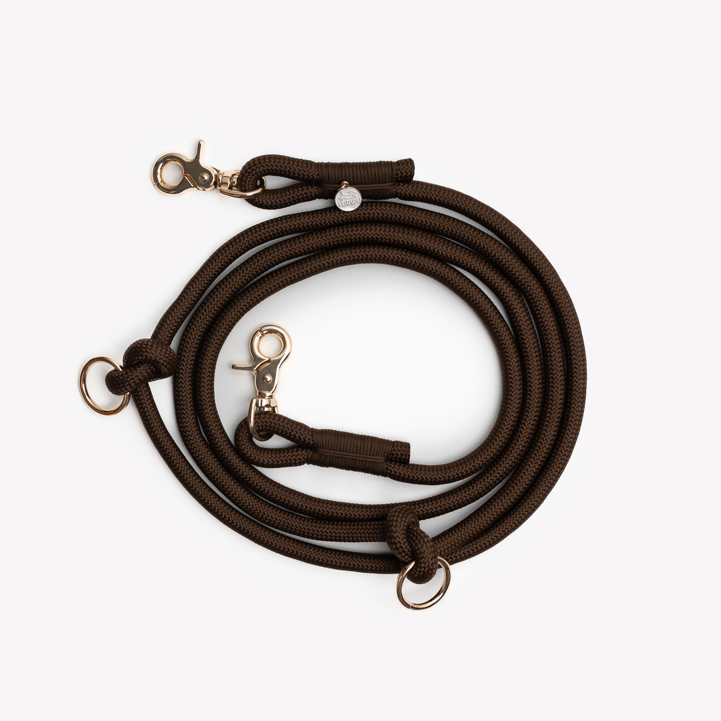 FURLOU Brown Hands-Free Braided Leash worn by a dog, view 2