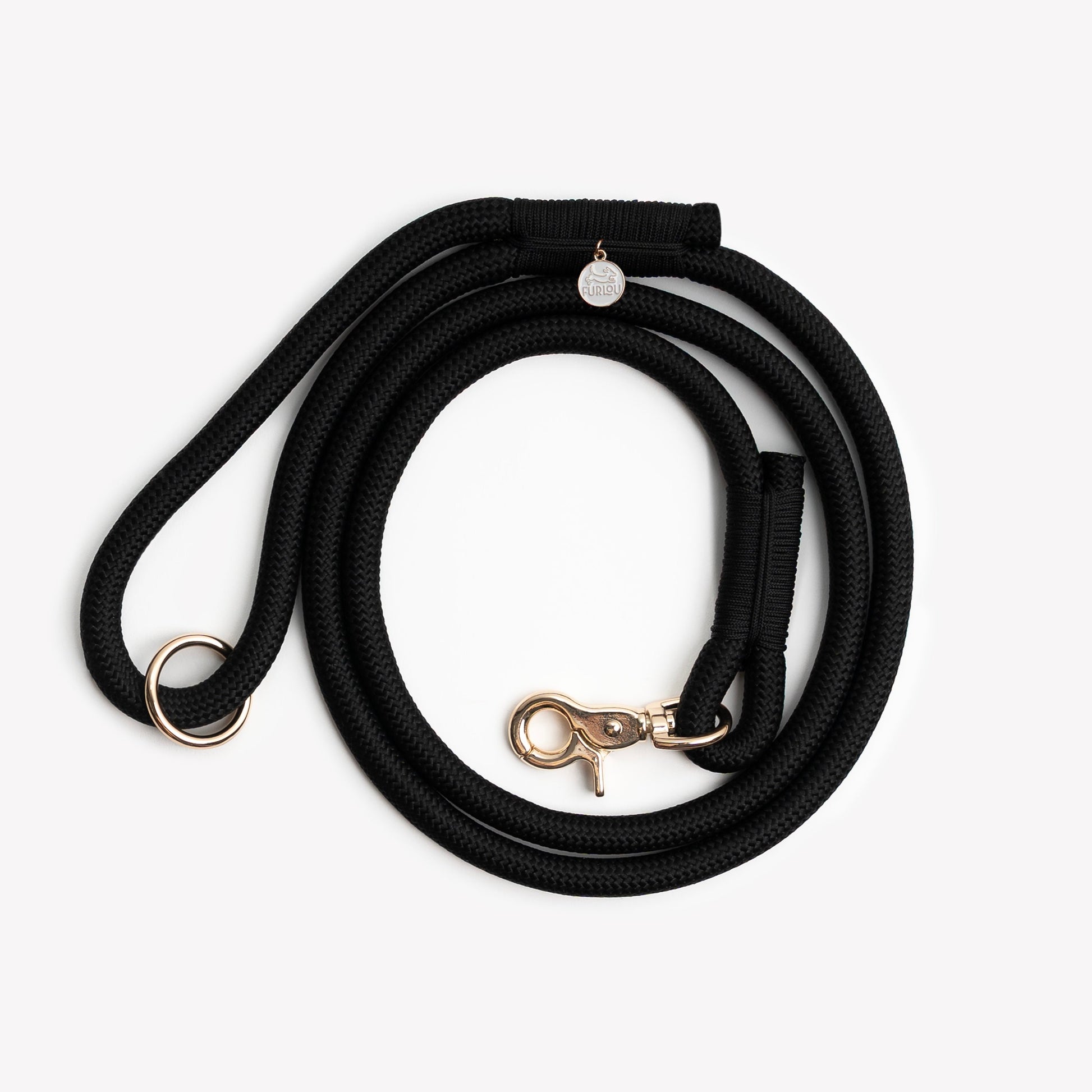 FURLOU Black Braided Rope Leash - strong & stylish dog leash