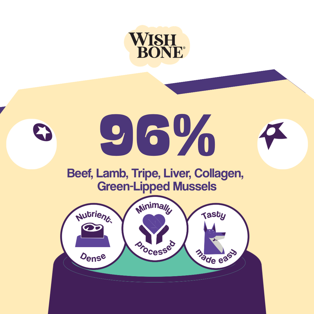 Wish Bone product packaging with text about ingredients and benefits on a beige background