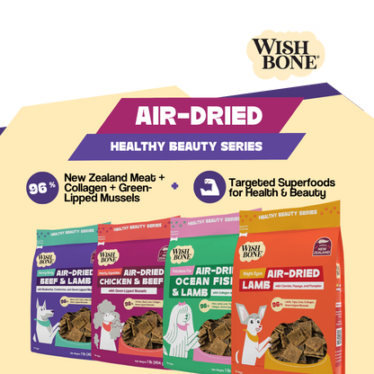 Wish Bone air-dried pet food packages on a white background