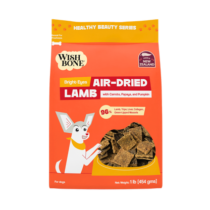 Wish Bone air-dried lamb dog food package on a white background