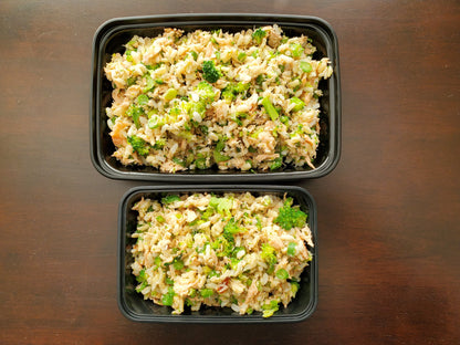 Din Din meal packs stacked together as they would sit in a freezer