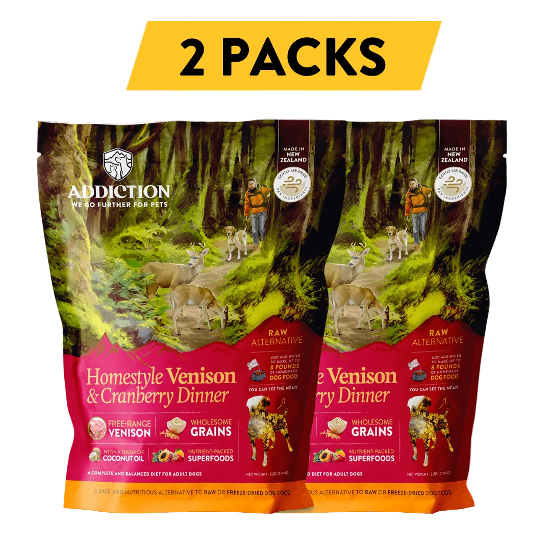 Homestyle Venison & Cranberry Dinner Air-Dried Dog Food package, product photo 12 of 13