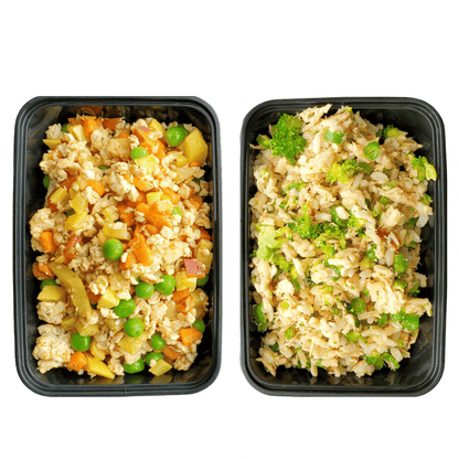 Individually portioned 8oz Din Din meal pack shown on a plain surface