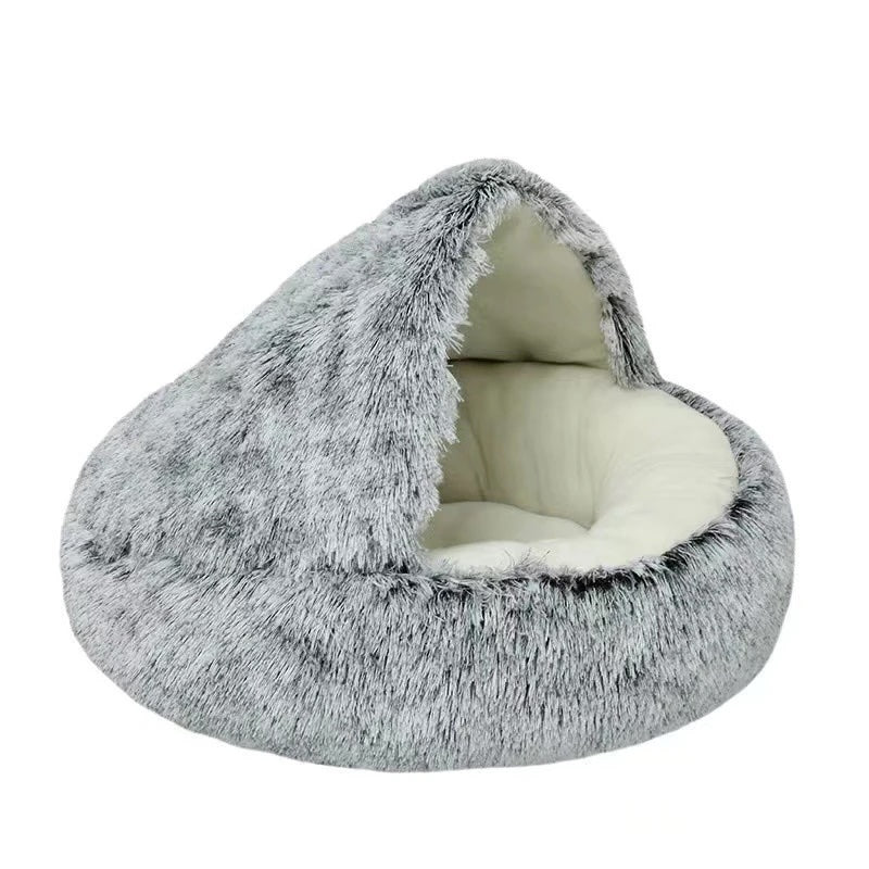 Soft Plush Cat & Dog Bed with Cover – Cozy Pet Nest