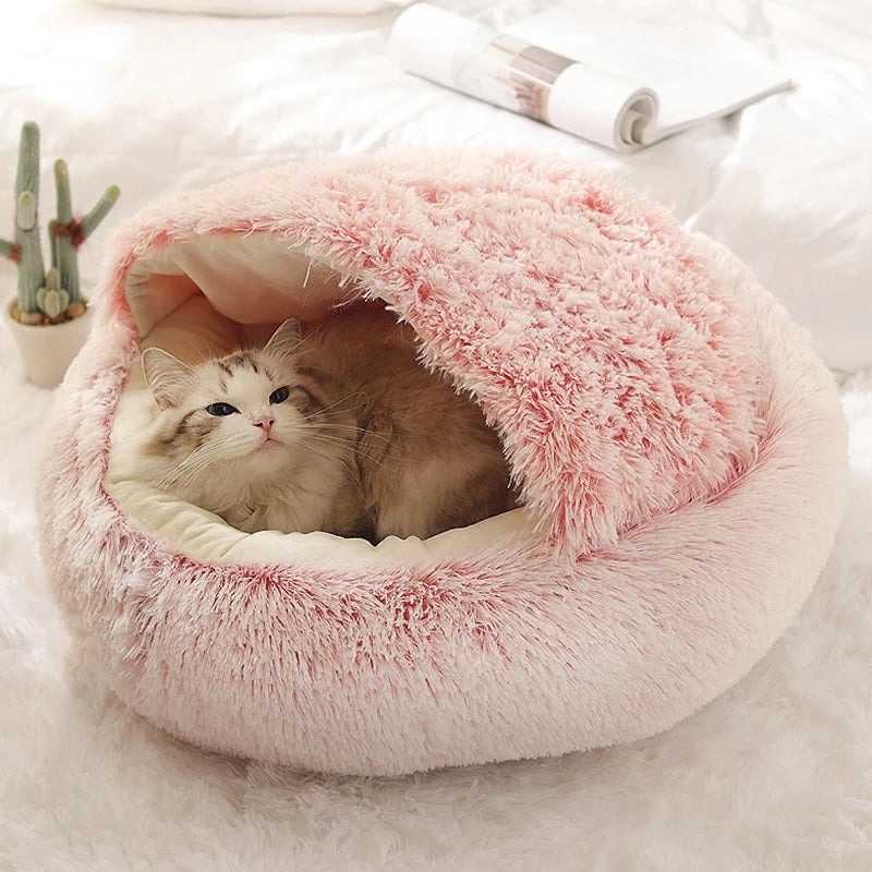 Soft Plush Cat & Dog Bed with Cover – Cozy Pet Nest