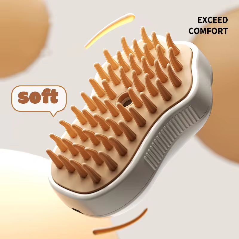 Electric Cat Grooming Brush with Spray – 3-in-1 Pet Hair Removal Comb
