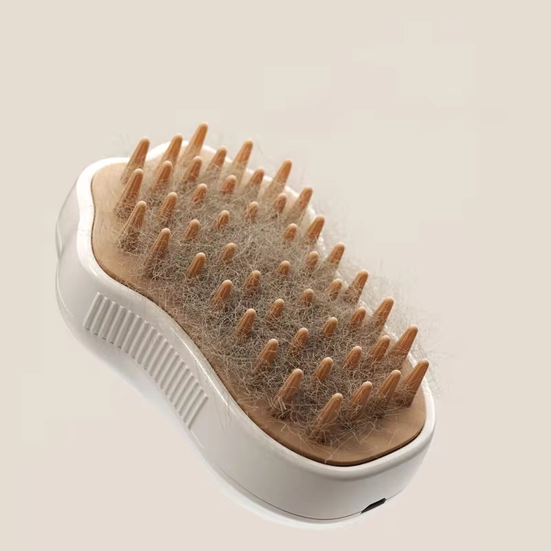 Electric Cat Grooming Brush with Spray – 3-in-1 Pet Hair Removal Comb