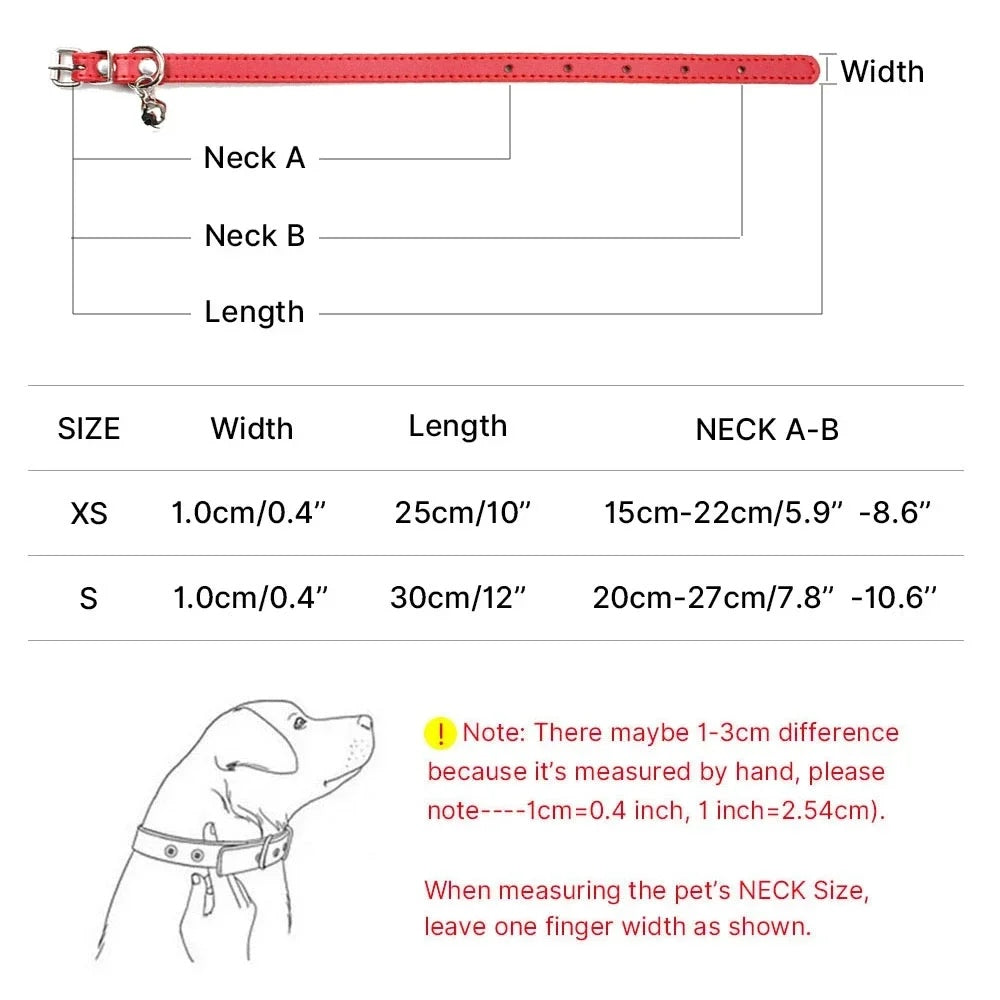 Soft Leather Cat Collar with Bell – Adjustable Kitten Accessory