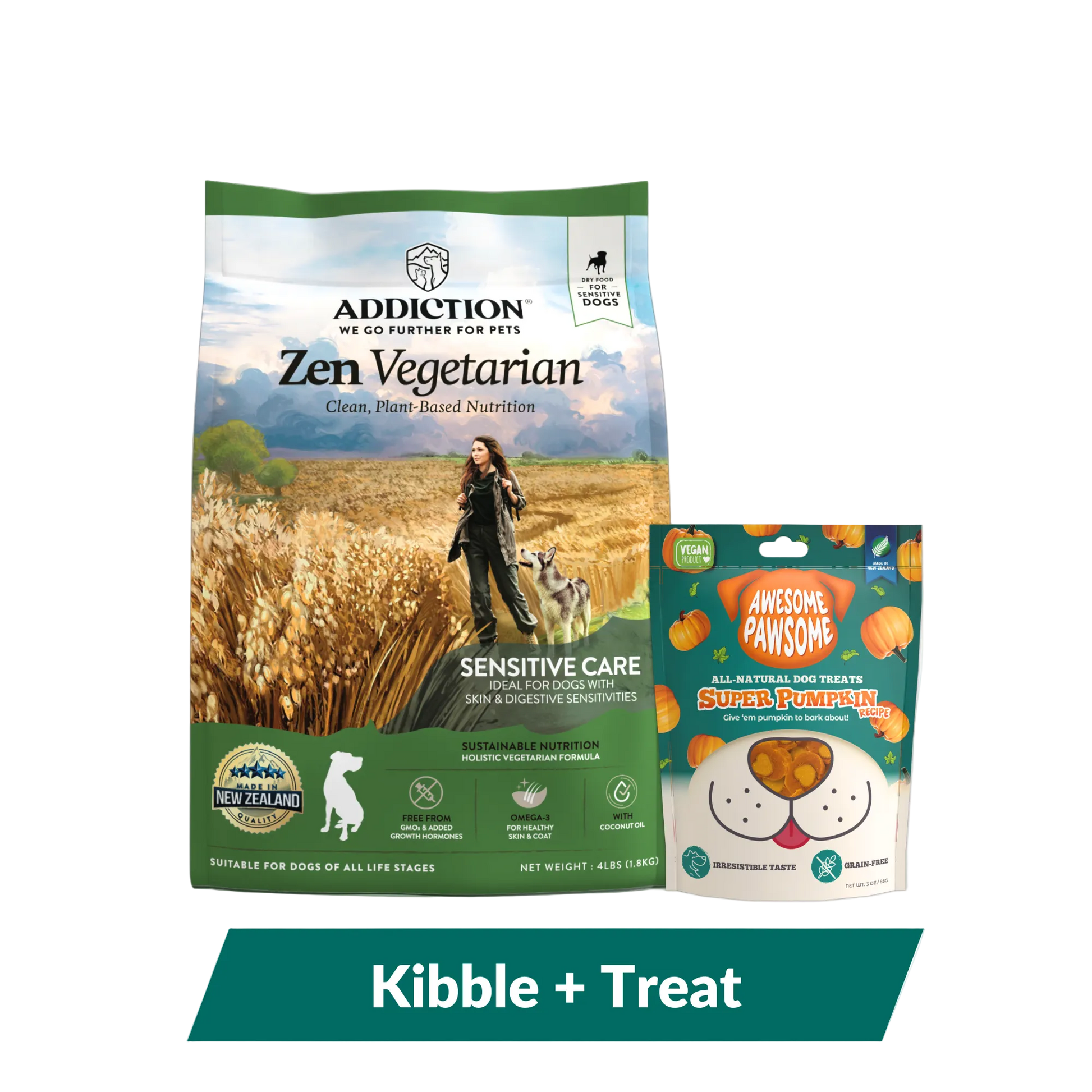 Zen Vegetarian Dog Food & Vegan Treats Bundle package