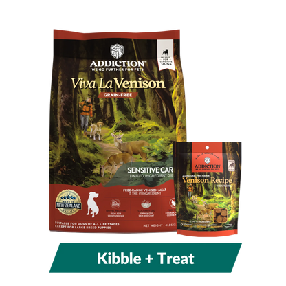 Viva La Venison Dog Food & Treats Bundle package