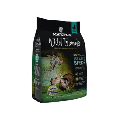 Addiction Wild Islands New Zealand Island Birds cat food package on a white background