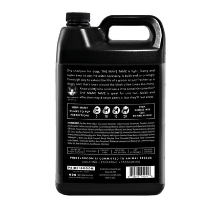 THE MANE TAME gallon jug label detail