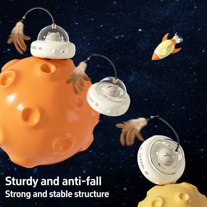 UFO Smart Teaser Electric Cat Toy with Bell & Replaceable Feather
