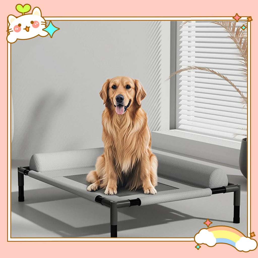 Elevated Cooling Dog Bed – Portable Washable Hammock for Pets
