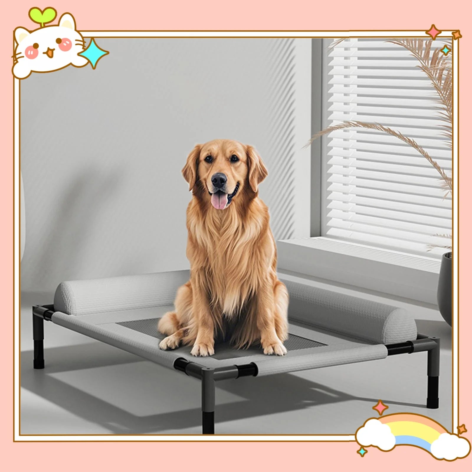 Elevated Cooling Dog Bed – Portable Washable Hammock for Pets
