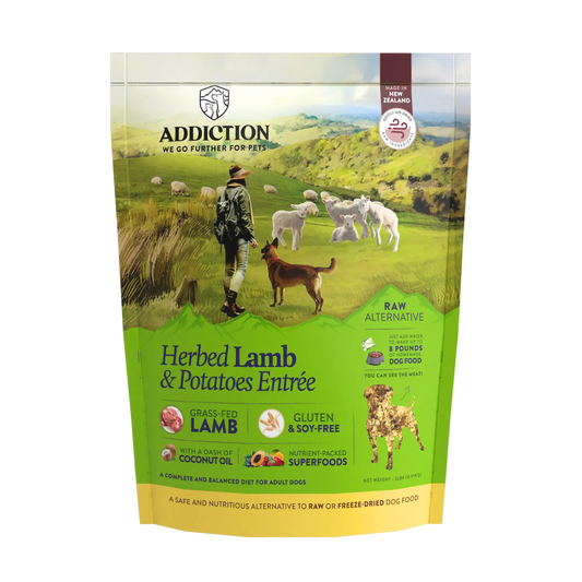 Herbed Lamb & Potatoes Air-Dried Dog Food package front label
