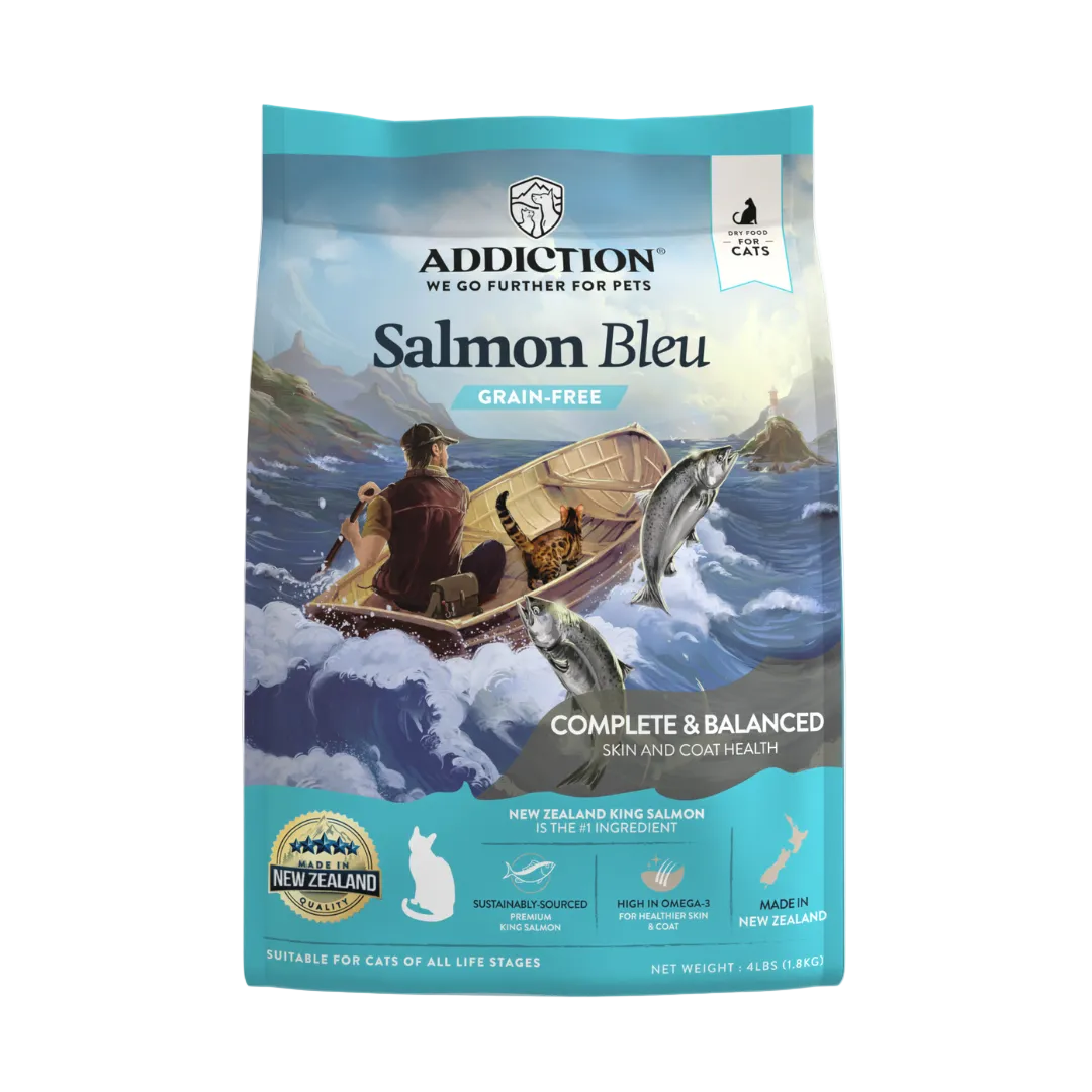 Salmon Bleu Dry Cat Food package front label