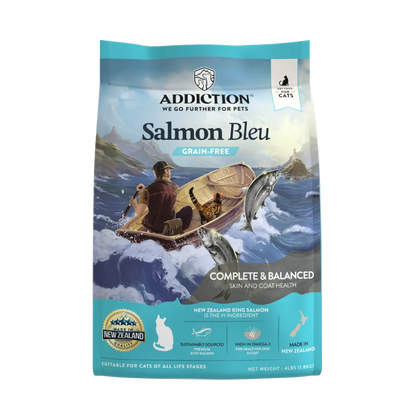Salmon Bleu Dry Cat Food package front label