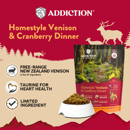 Homestyle Venison & Cranberry Dinner Air-Dried Dog Food package, product photo 2 of 13
